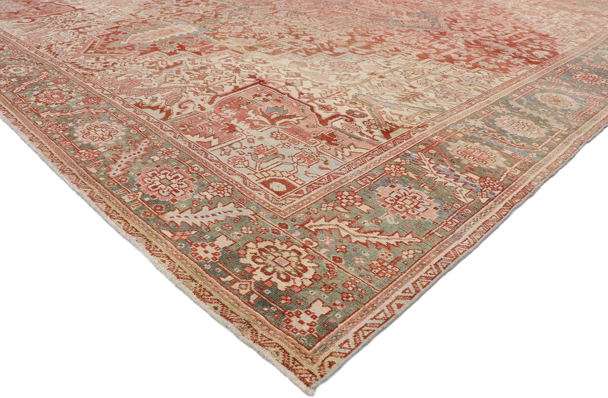 12 x 14 Antique Persian Heriz Rug 53245