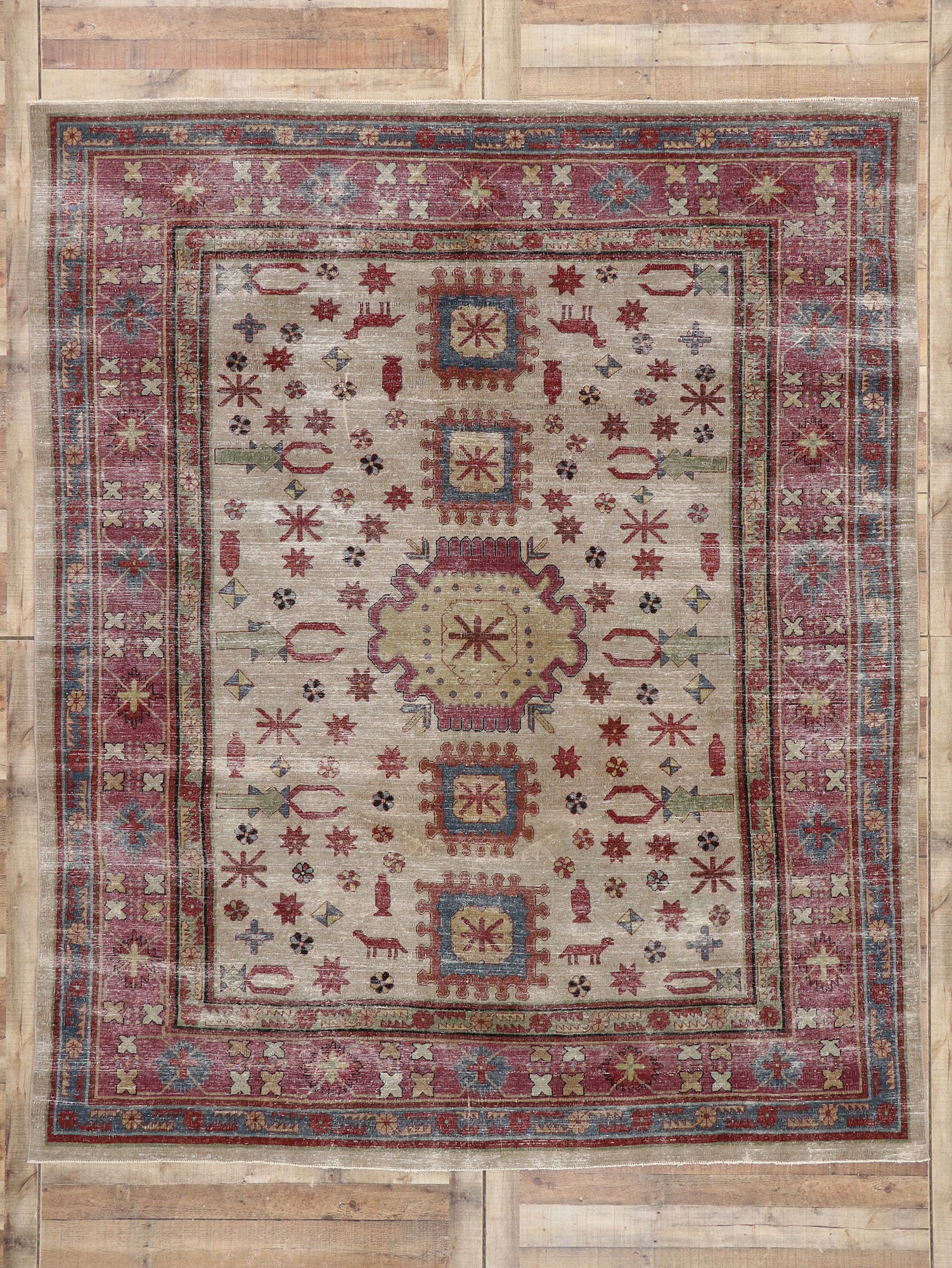 8 x 10 Vintage Persian Khotan Rug 53247