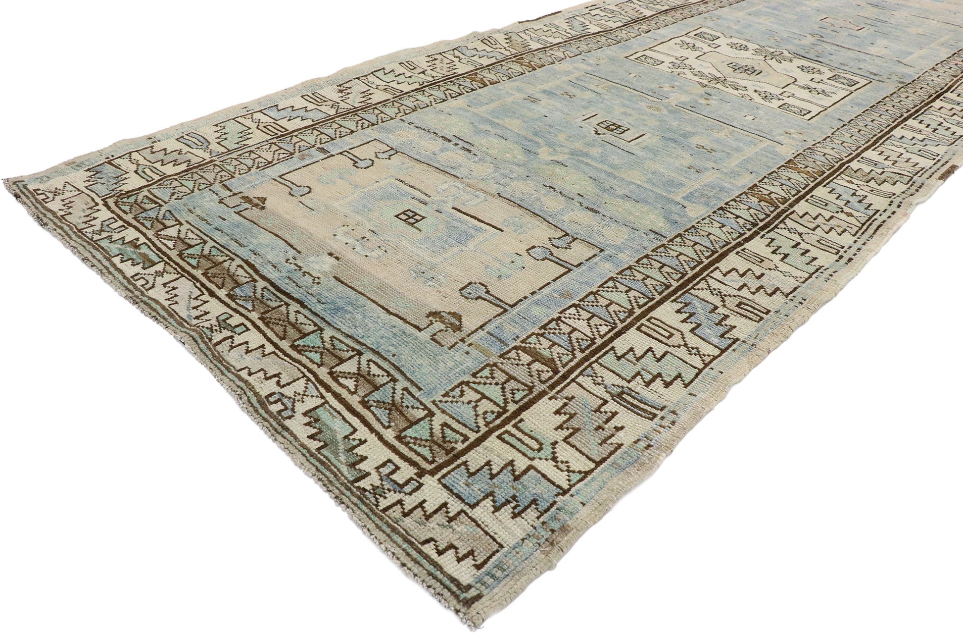 4 x 11 Vintage Turkish Oushak Runner 53256