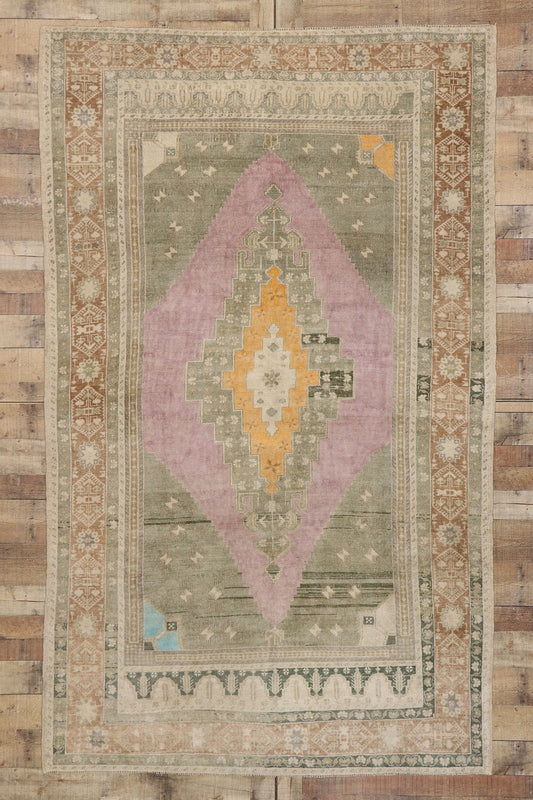 6 x 9 Vintage Turkish Oushak Rug 53260