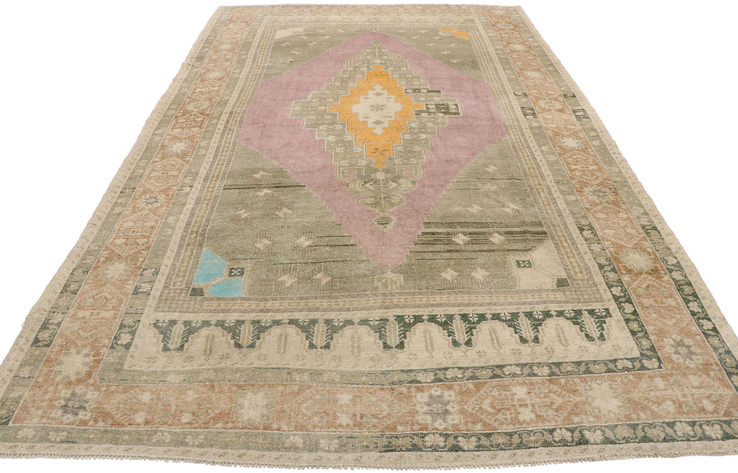 6 x 9 Vintage Turkish Oushak Rug 53260