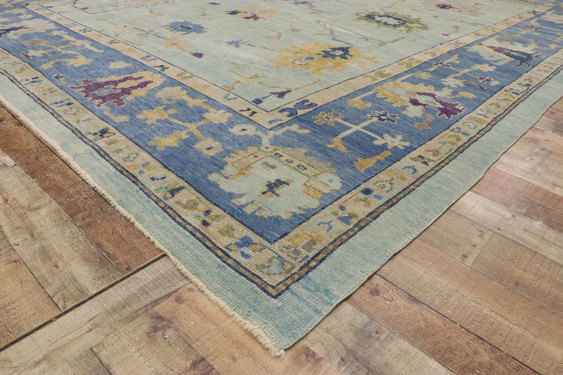 10 x 13 Contemporary Blue Turkish Oushak Rug 53269