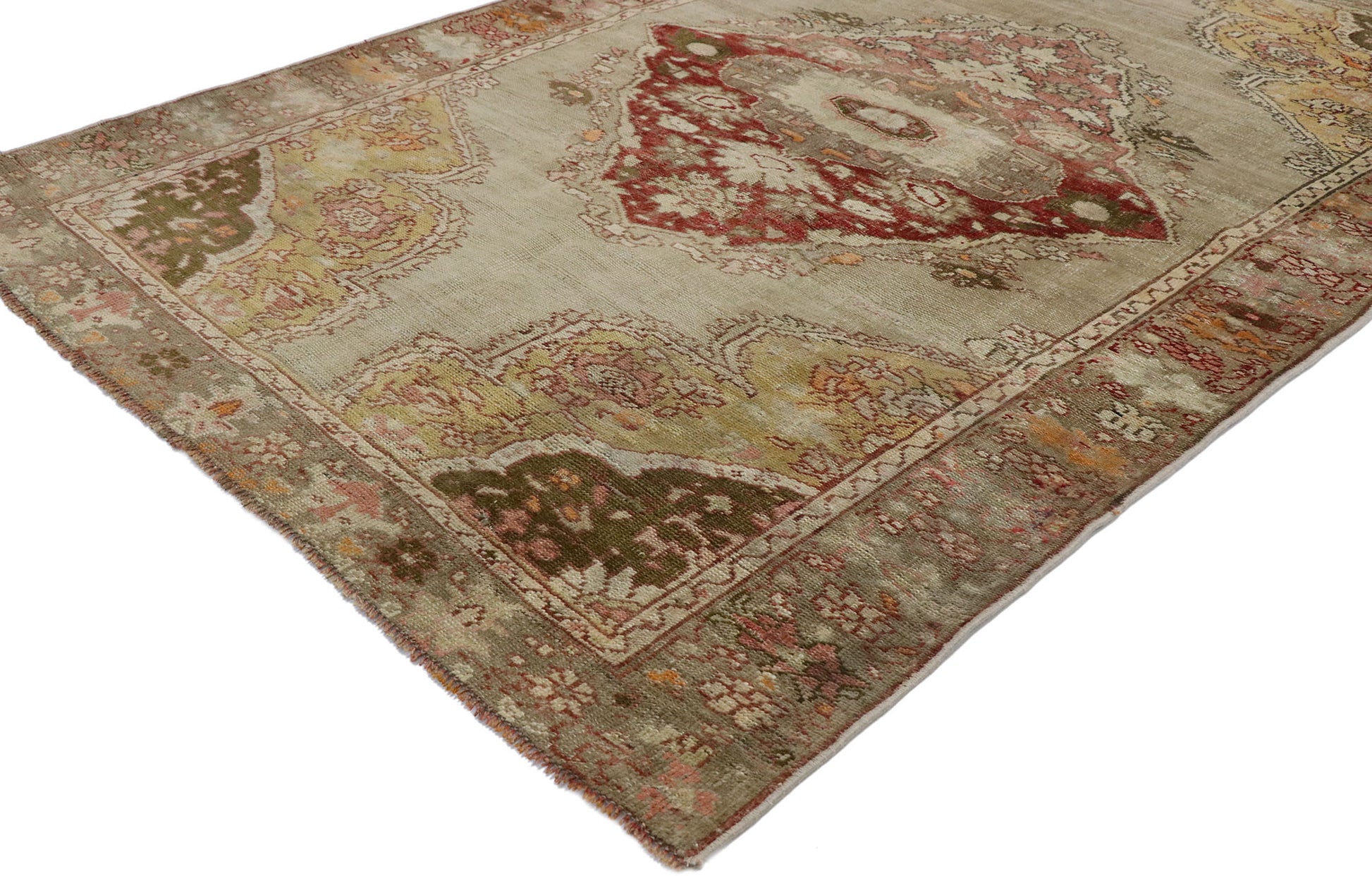 4 x 6 Vintage Turkish Oushak Rug 53273