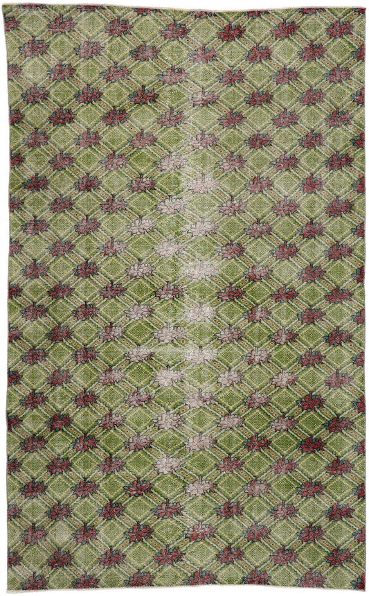 6 x 9 Vintage Green Turkish Sivas Rug 53314
