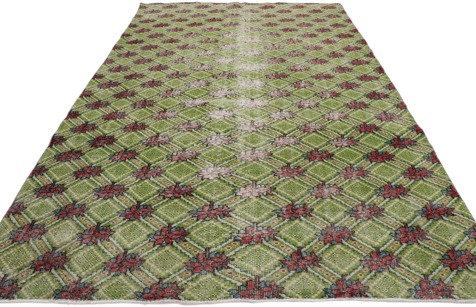 6 x 9 Vintage Green Turkish Sivas Rug 53314