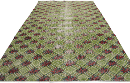 6 x 9 Vintage Green Turkish Sivas Rug 53314