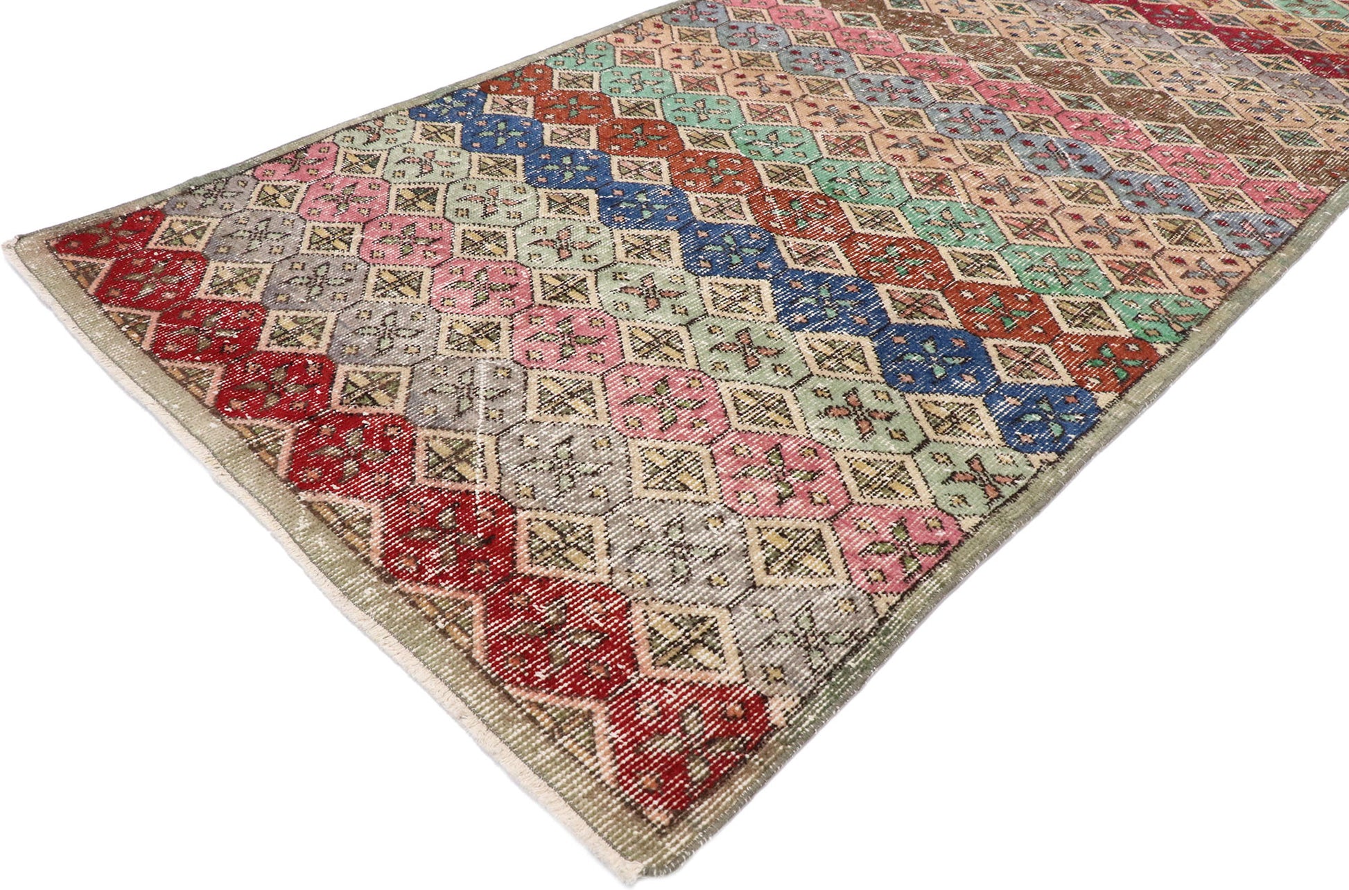 3 x 7 Vintage Turkish Sivas Rug 53344