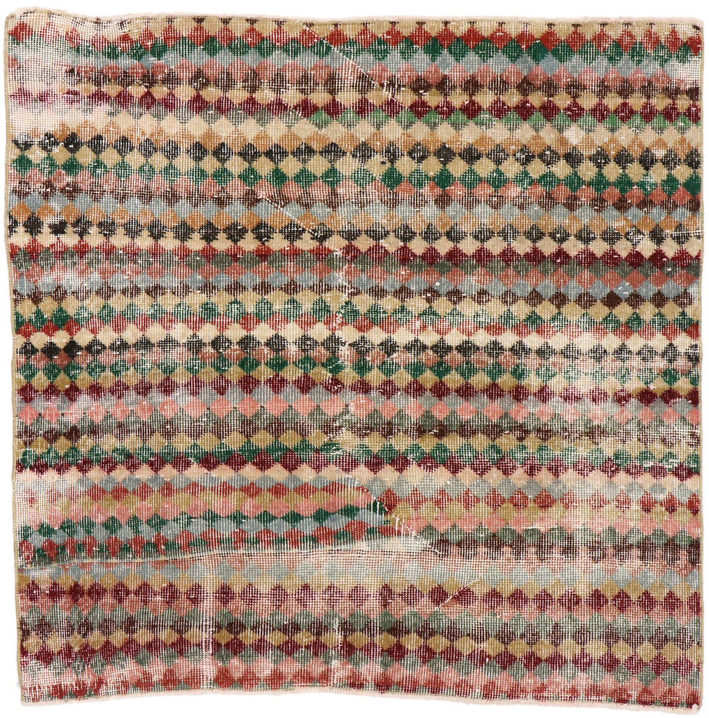 4 x 4 Vintage Turkish Sivas Rug 53345