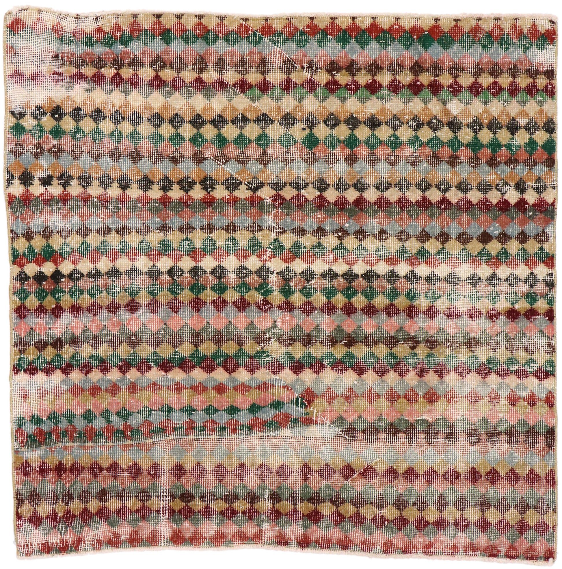 4 x 4 Vintage Turkish Sivas Rug 53345