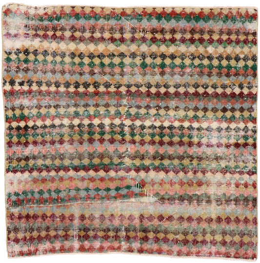 4 x 4 Vintage Turkish Sivas Rug 53345