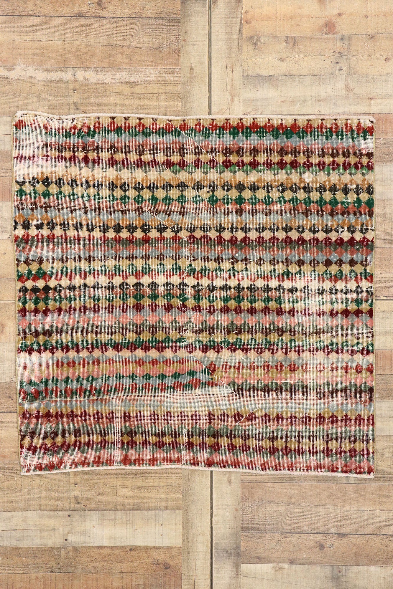 4 x 4 Vintage Turkish Sivas Rug 53345
