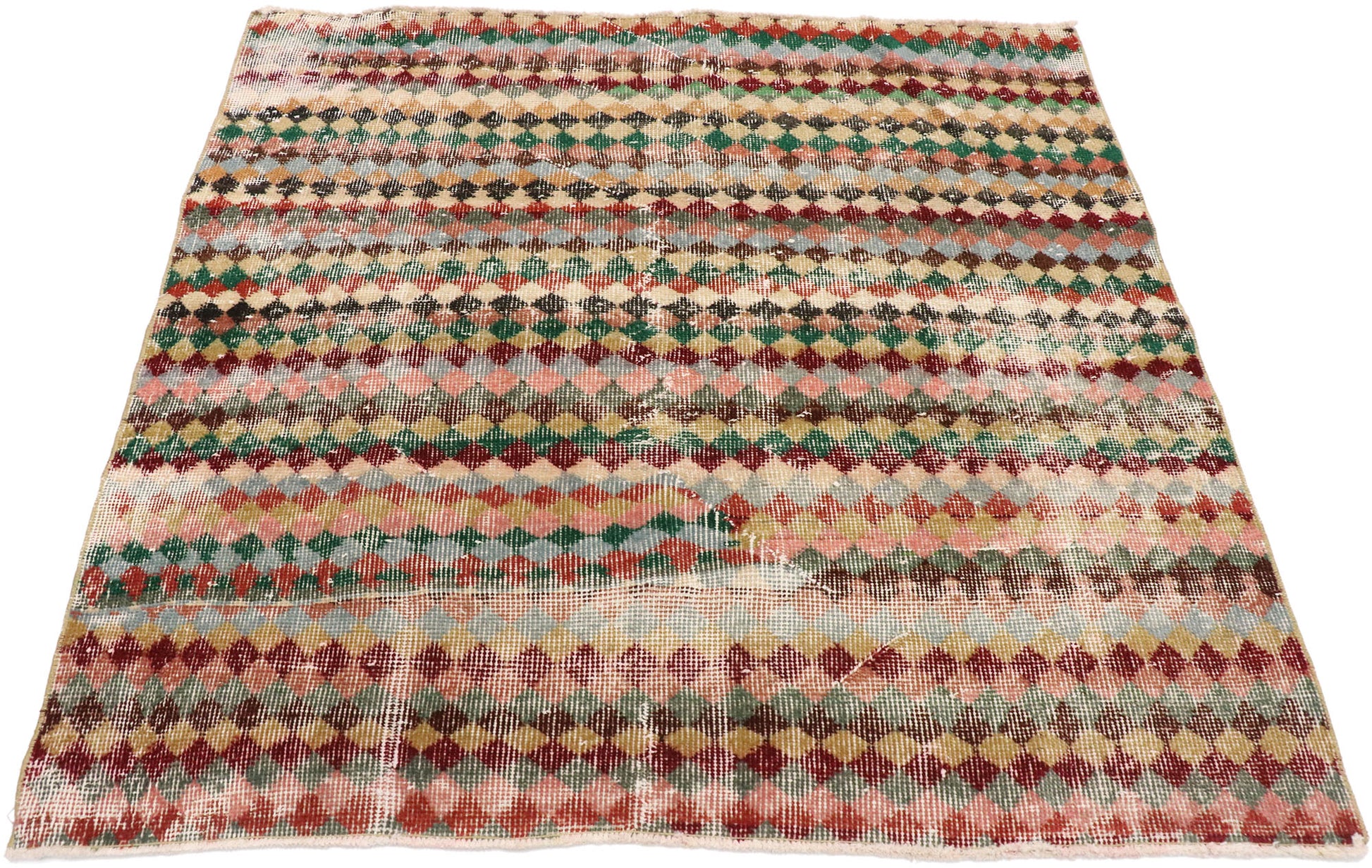 4 x 4 Vintage Turkish Sivas Rug 53345