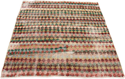 4 x 4 Vintage Turkish Sivas Rug 53345