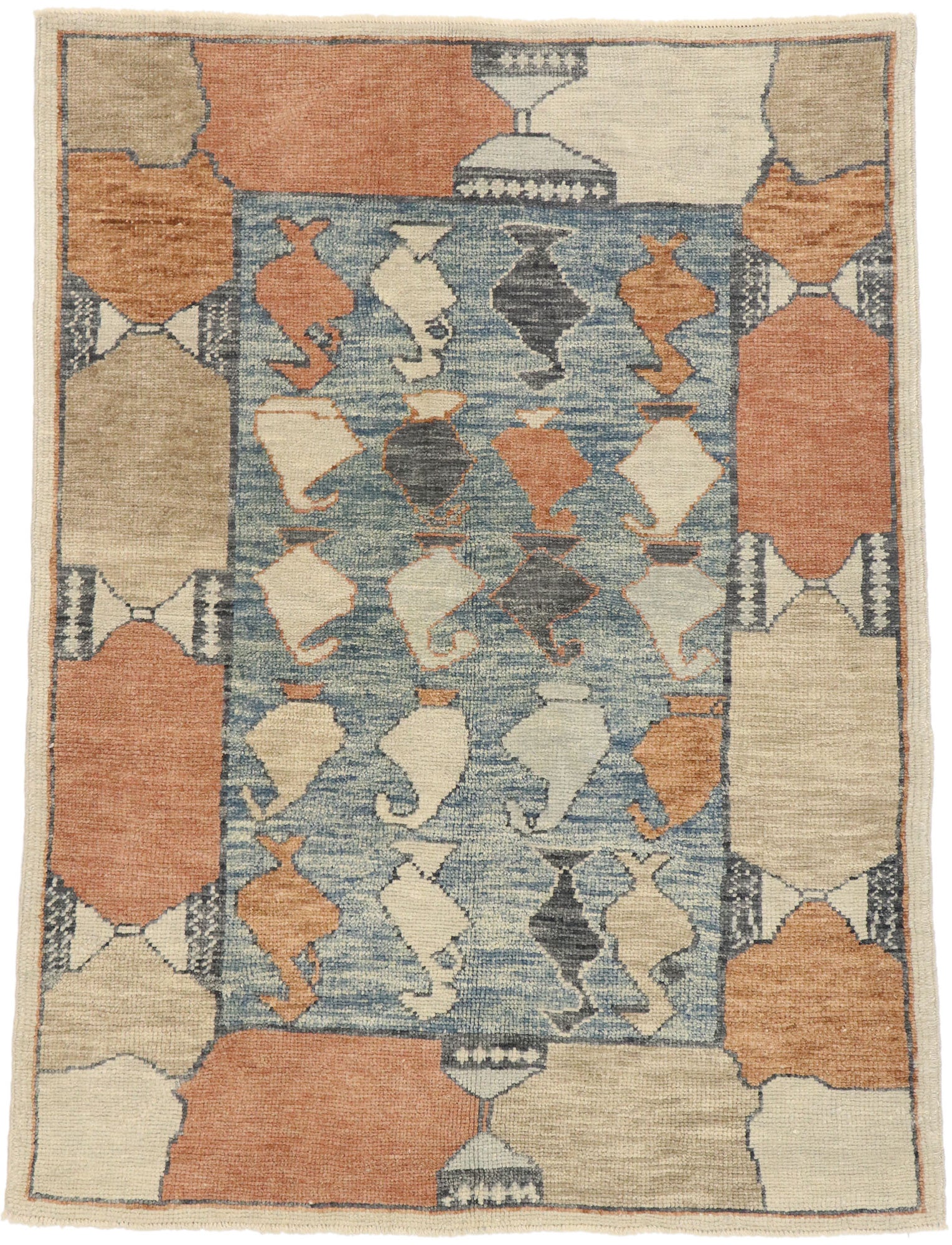 4 x 5 Contemporary Turkish Oushak Rug 53383