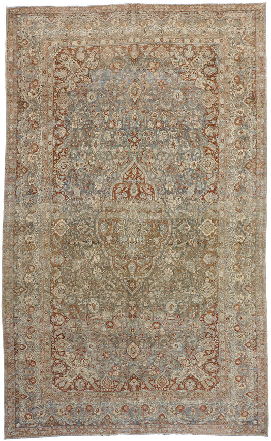 11 x 18 Antique-Worn Persian Mashhad Rug 53389