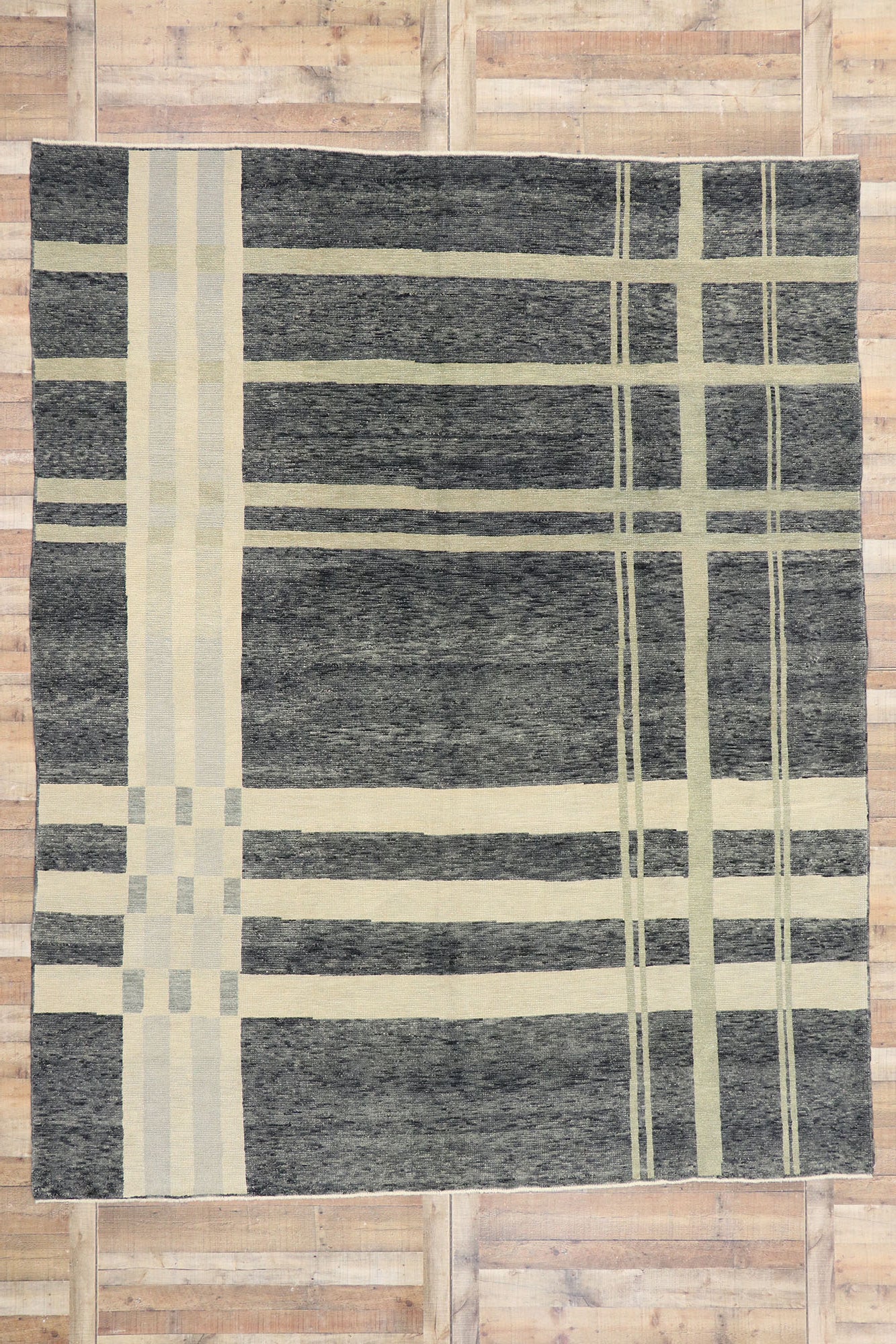 9 x 12 Contemporary Turkish Plaid Tartan Rug 53417