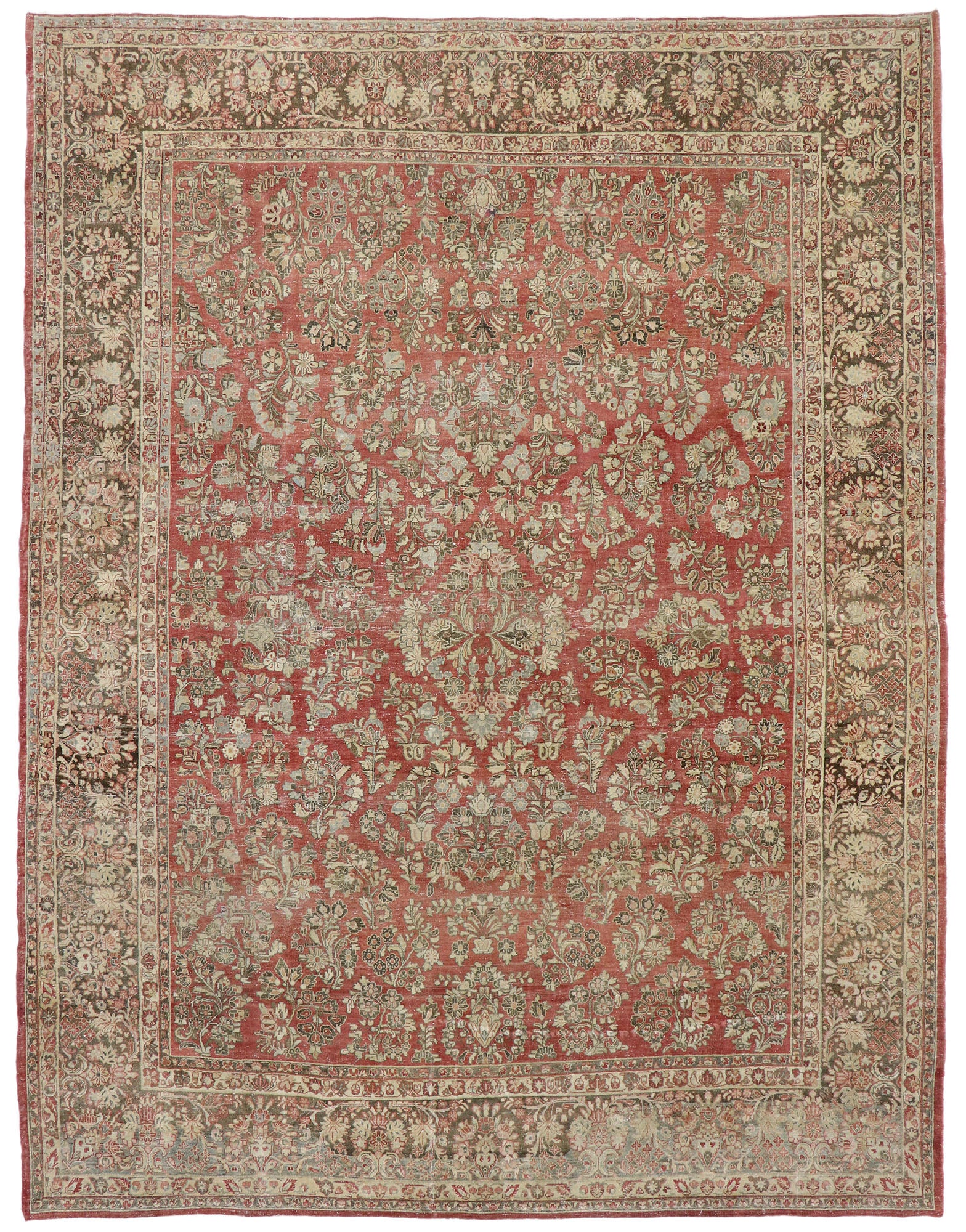 10 x 13 Antique Persian Sarouk Rug 53445