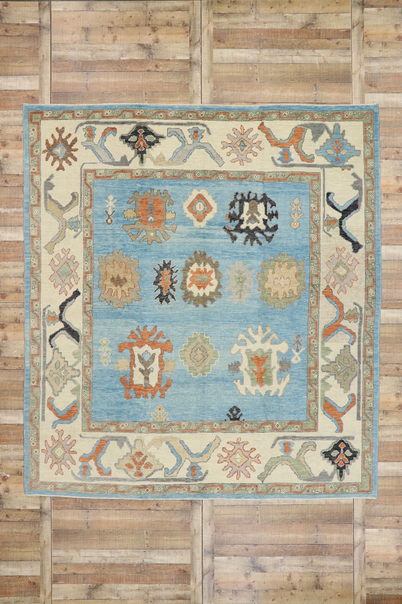 9 x 10 Colorful Turkish Oushak Rug 53460