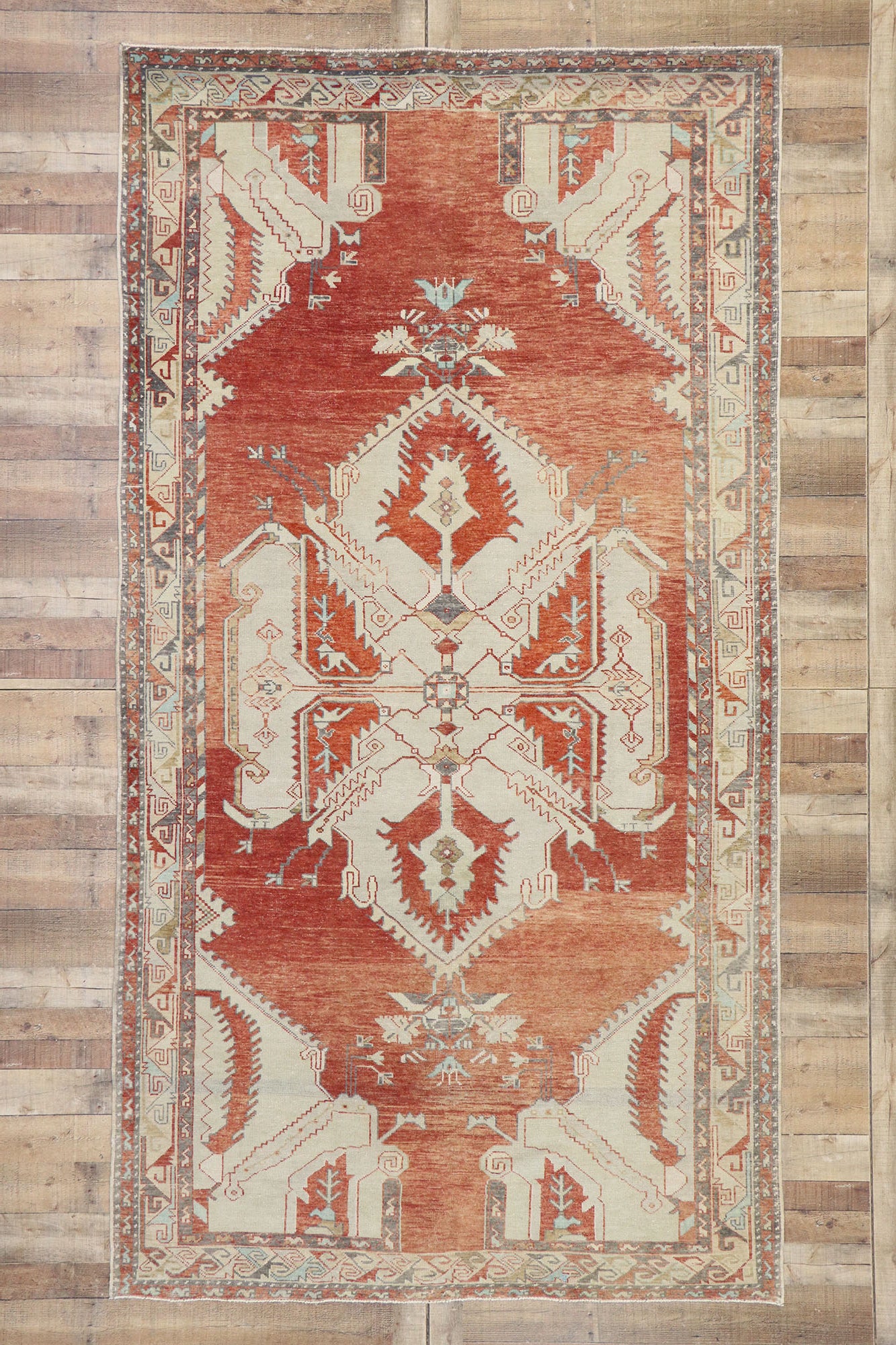 6 x 11 Vintage Turkish Oushak Gallery Rug 53480