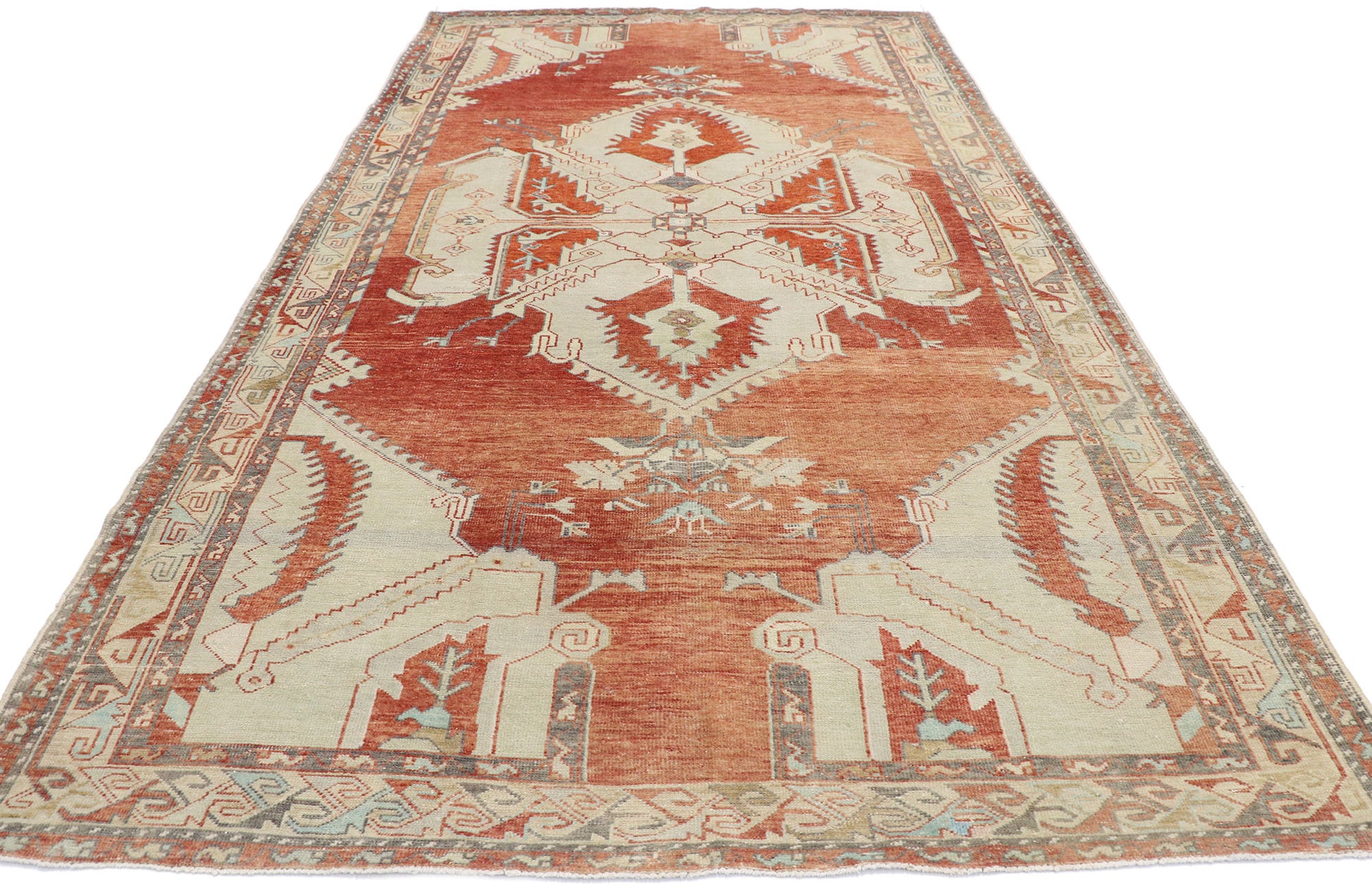 6 x 11 Vintage Turkish Oushak Gallery Rug 53480