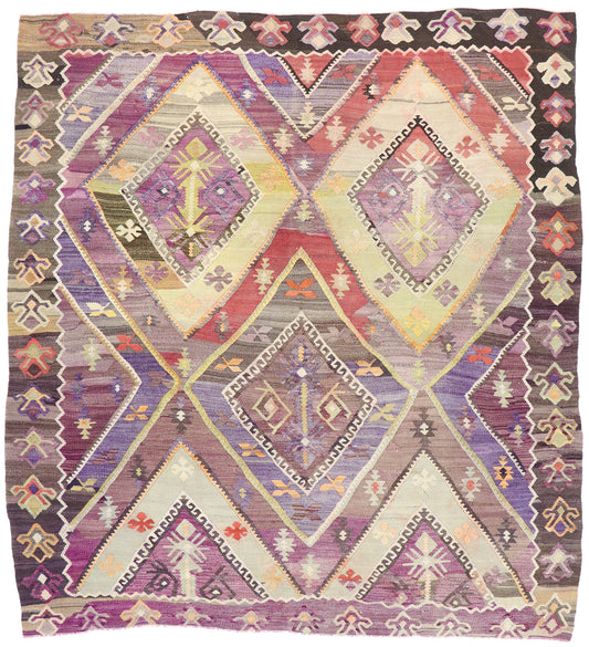 9 x 10 Vintage Turkish Kilim Rug 53484