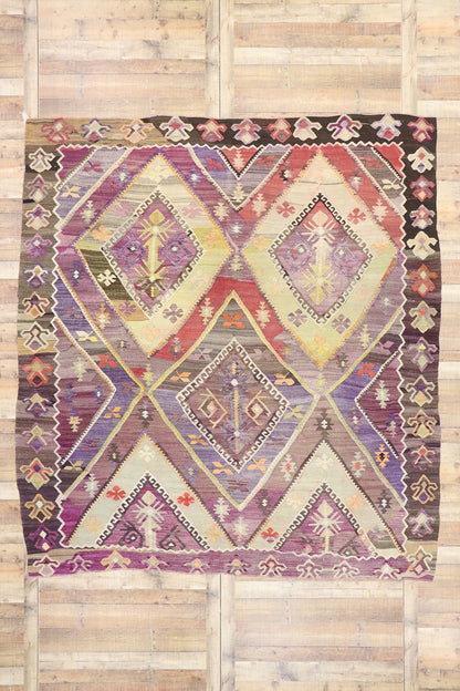 9 x 10 Vintage Turkish Kilim Rug 53484
