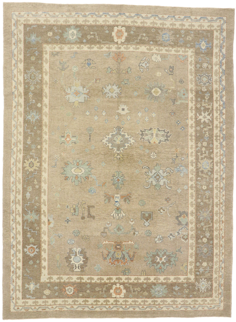 10 x 14 Modern Earth-Tone Turkish Oushak Rug 53516