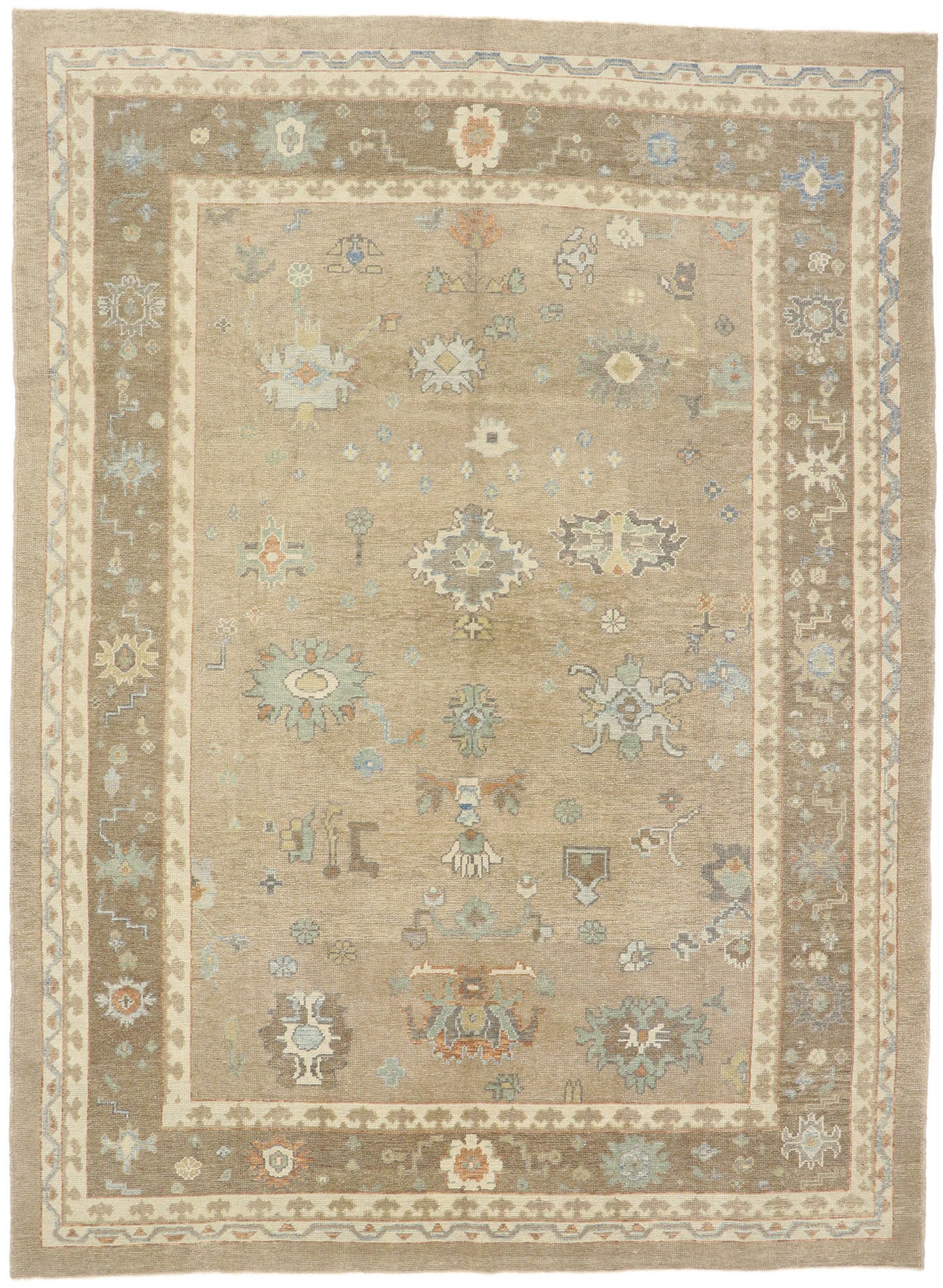 10 x 14 Modern Earth-Tone Turkish Oushak Rug 53516