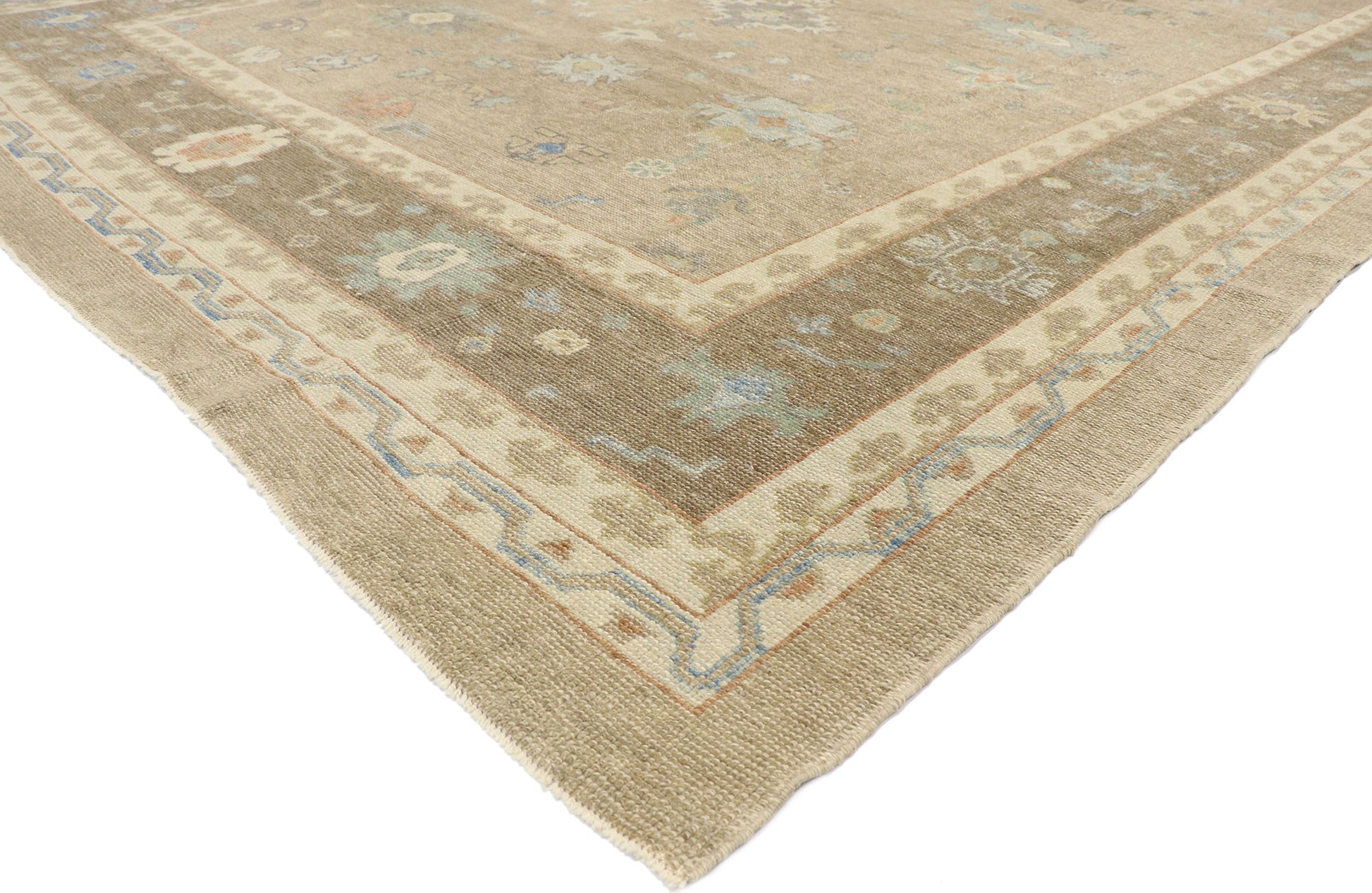 10 x 14 Modern Earth-Tone Turkish Oushak Rug 53516