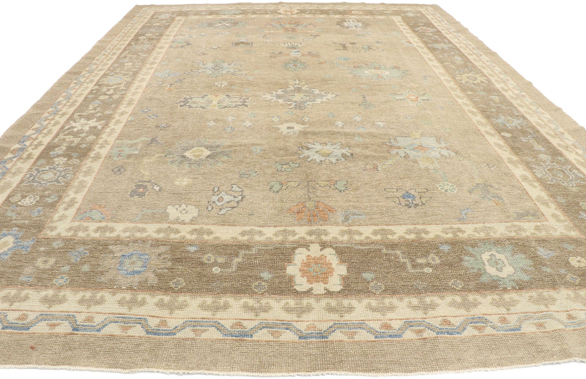 10 x 14 Modern Earth-Tone Turkish Oushak Rug 53516