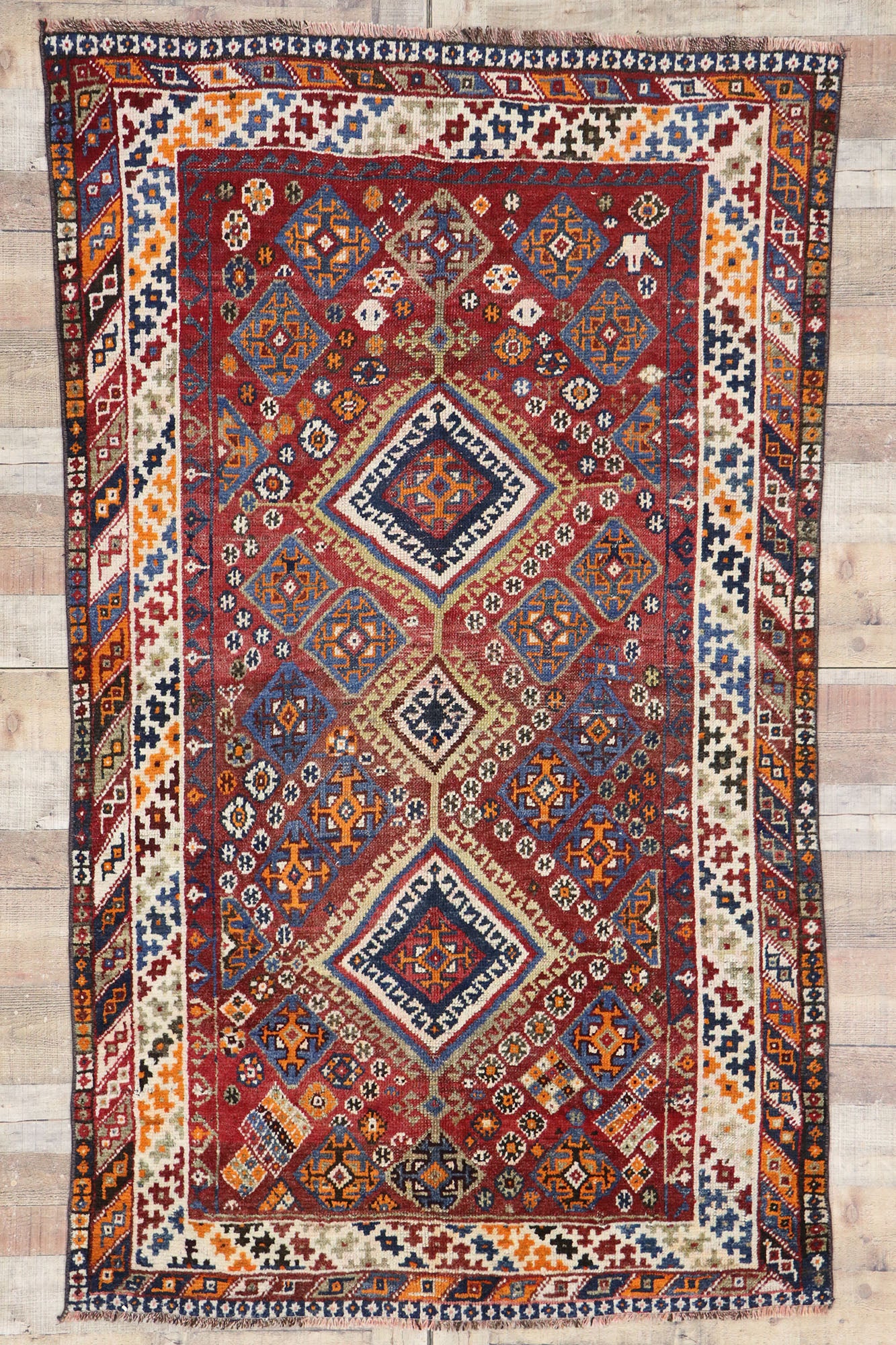 4 x 7 Vintage Persian Shiraz Rug 53525