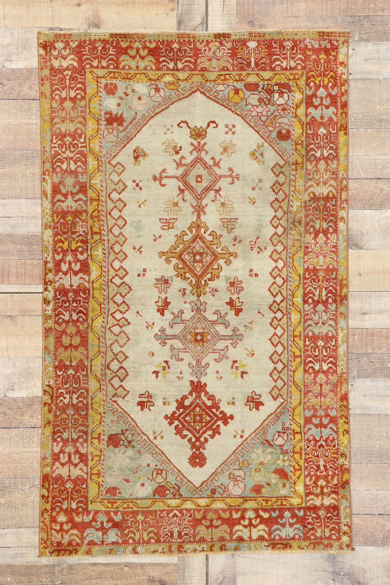 3 x 6 Antique Turkish Oushak Rug 53564