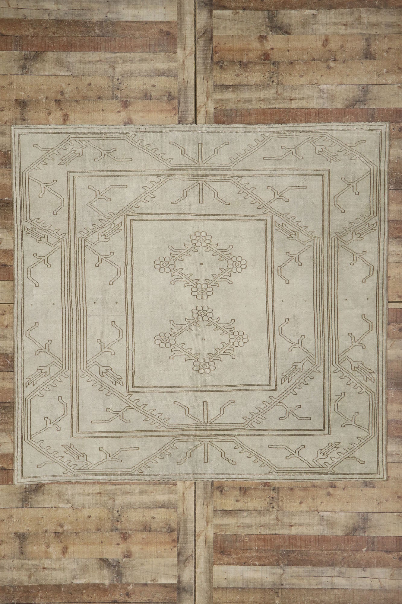 6 x 7 Vintage Turkish Oushak Rug 53572