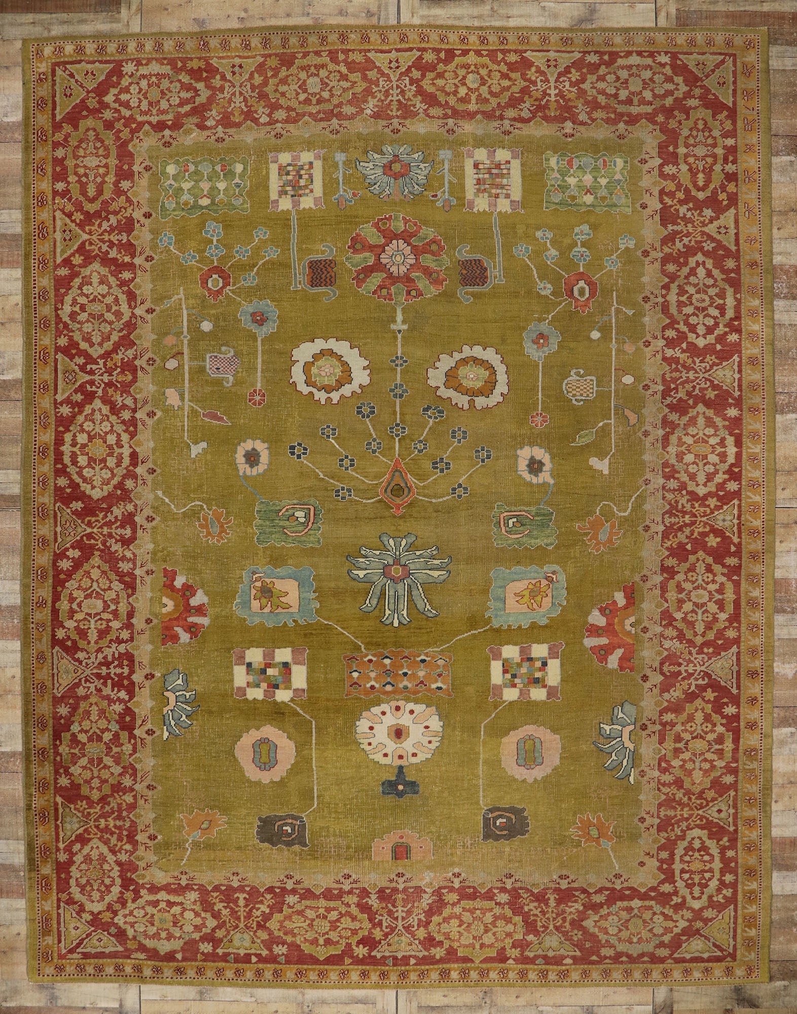 12 x 15 Vintage Turkish Oushak Rug 53576