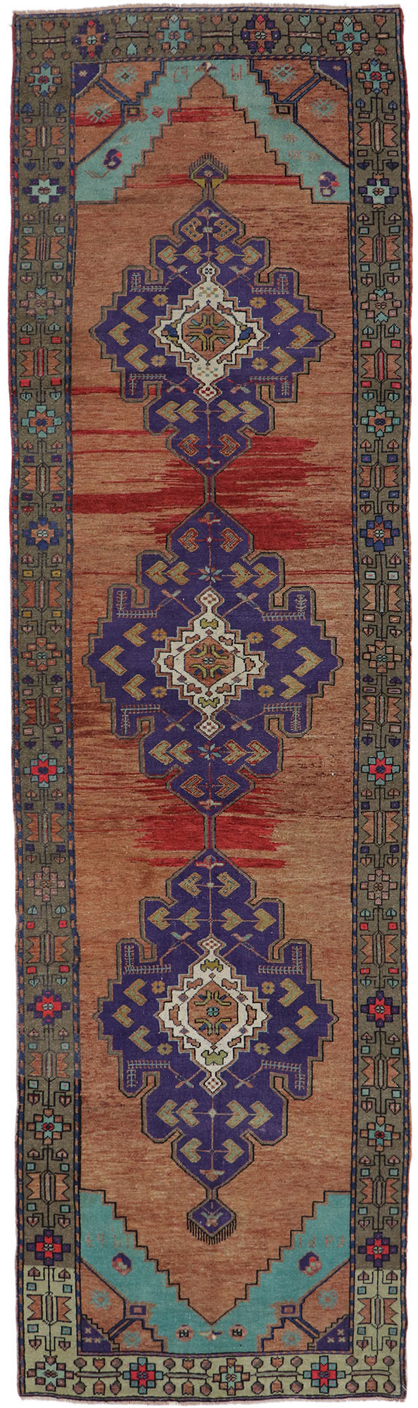 4 x 12 Vintage Turkish Oushak Rug 53616