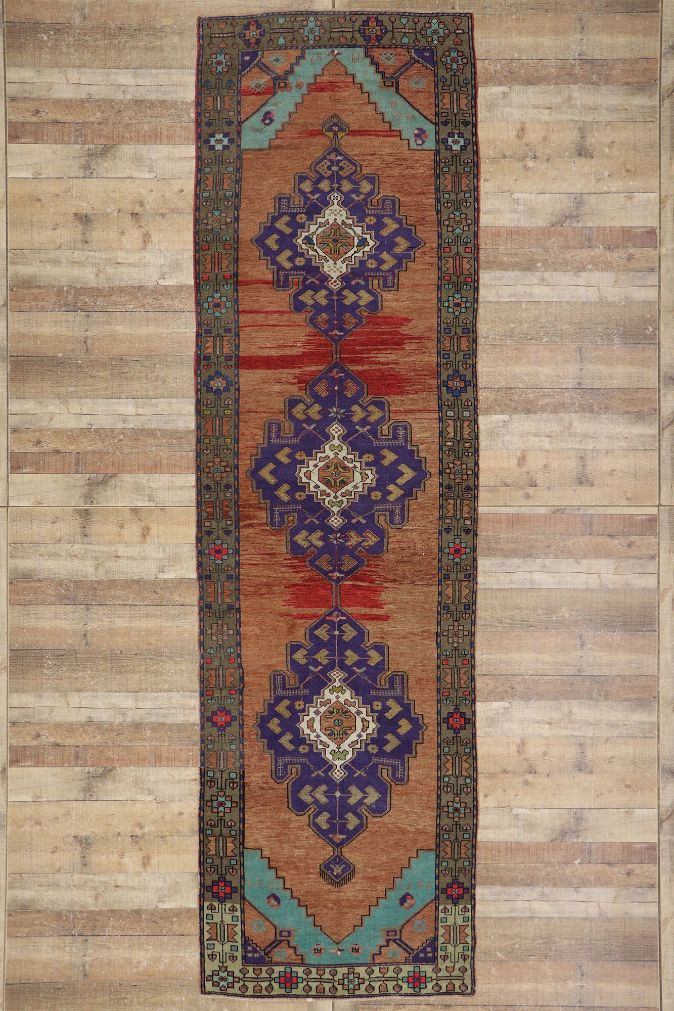 4 x 12 Vintage Turkish Oushak Rug 53616
