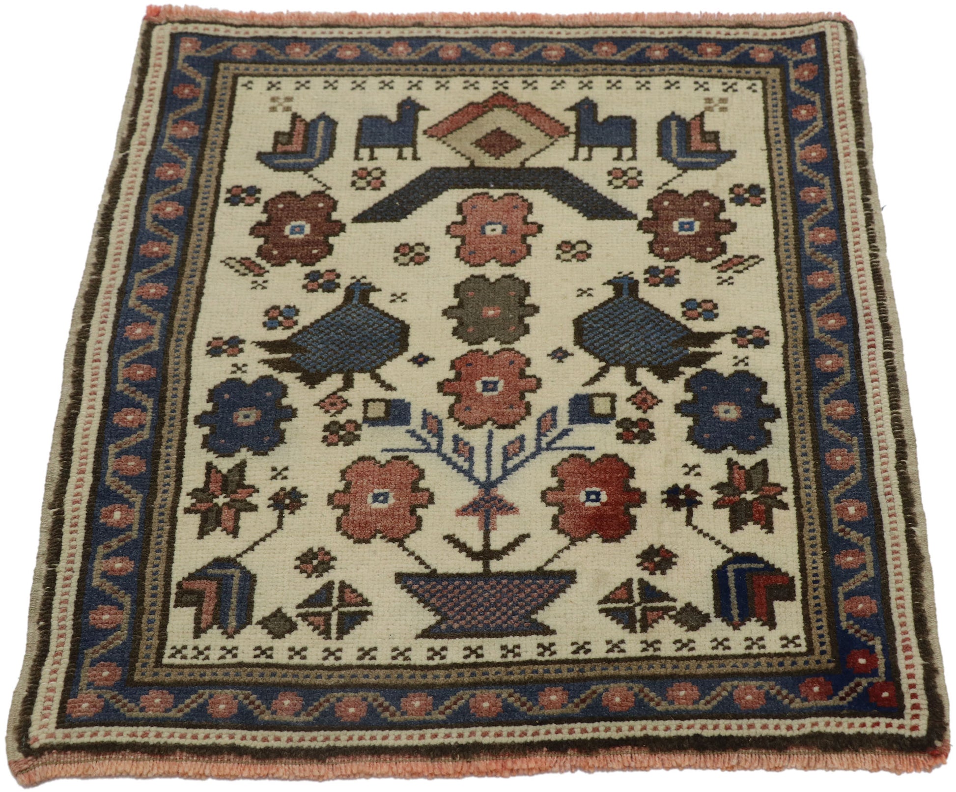 2 x 2 Vintage Turkish Oushak Rug 53642