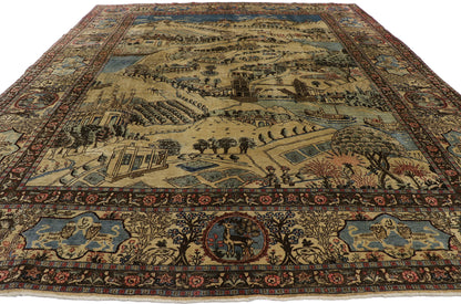 9 x 12 Antique Persian Tabriz Pictorial Rug 53653