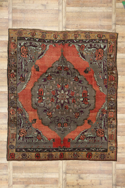 9 x 10 Vintage Turkish Oushak Rug 53668