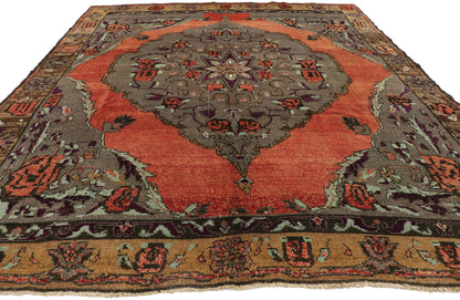 9 x 10 Vintage Turkish Oushak Rug 53668