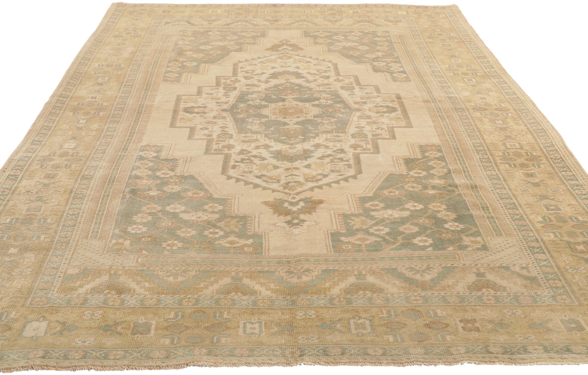 6 x 10 Vintage Turkish Oushak Rug 53687