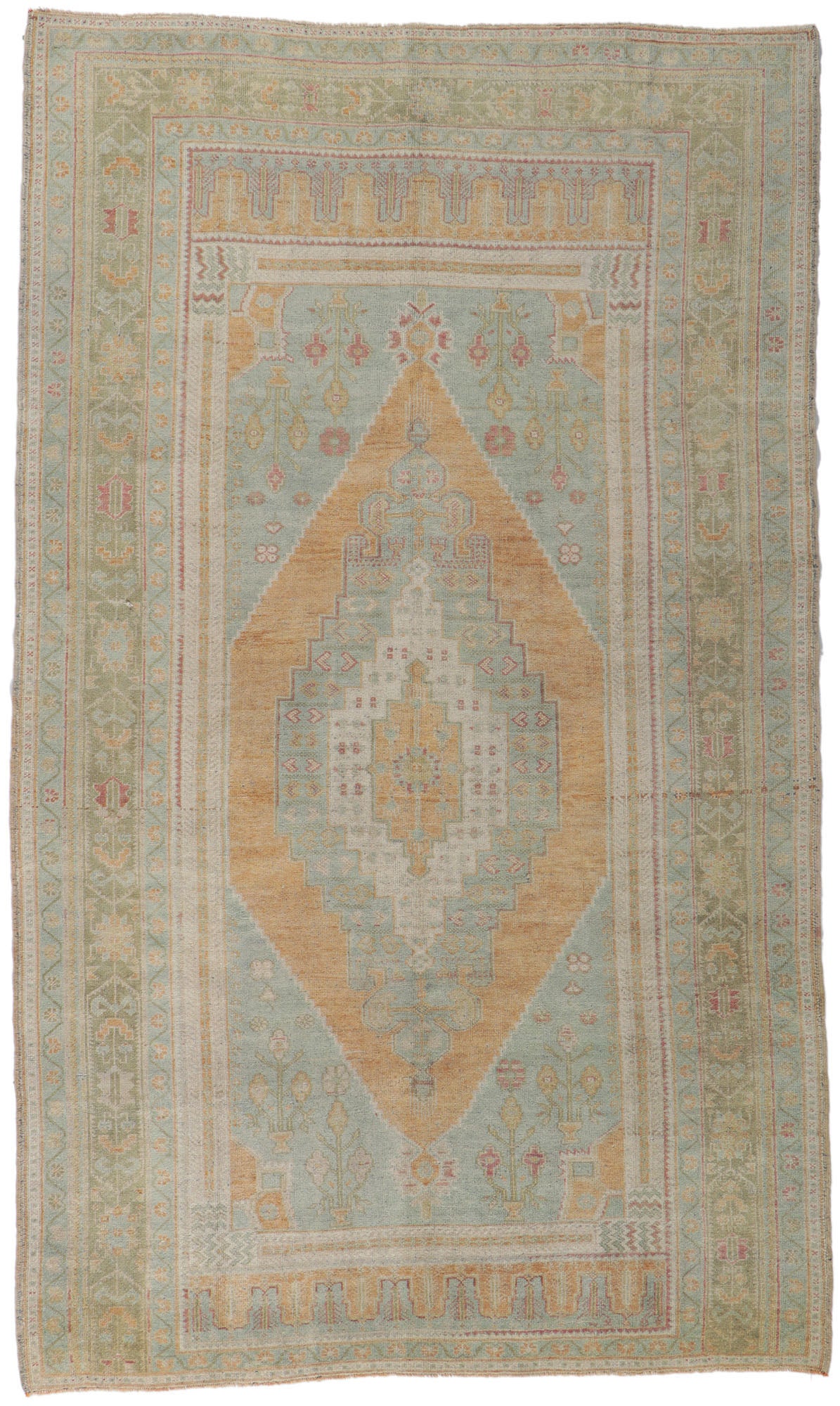 6 x 10 Vintage Turkish Oushak Rug 53692