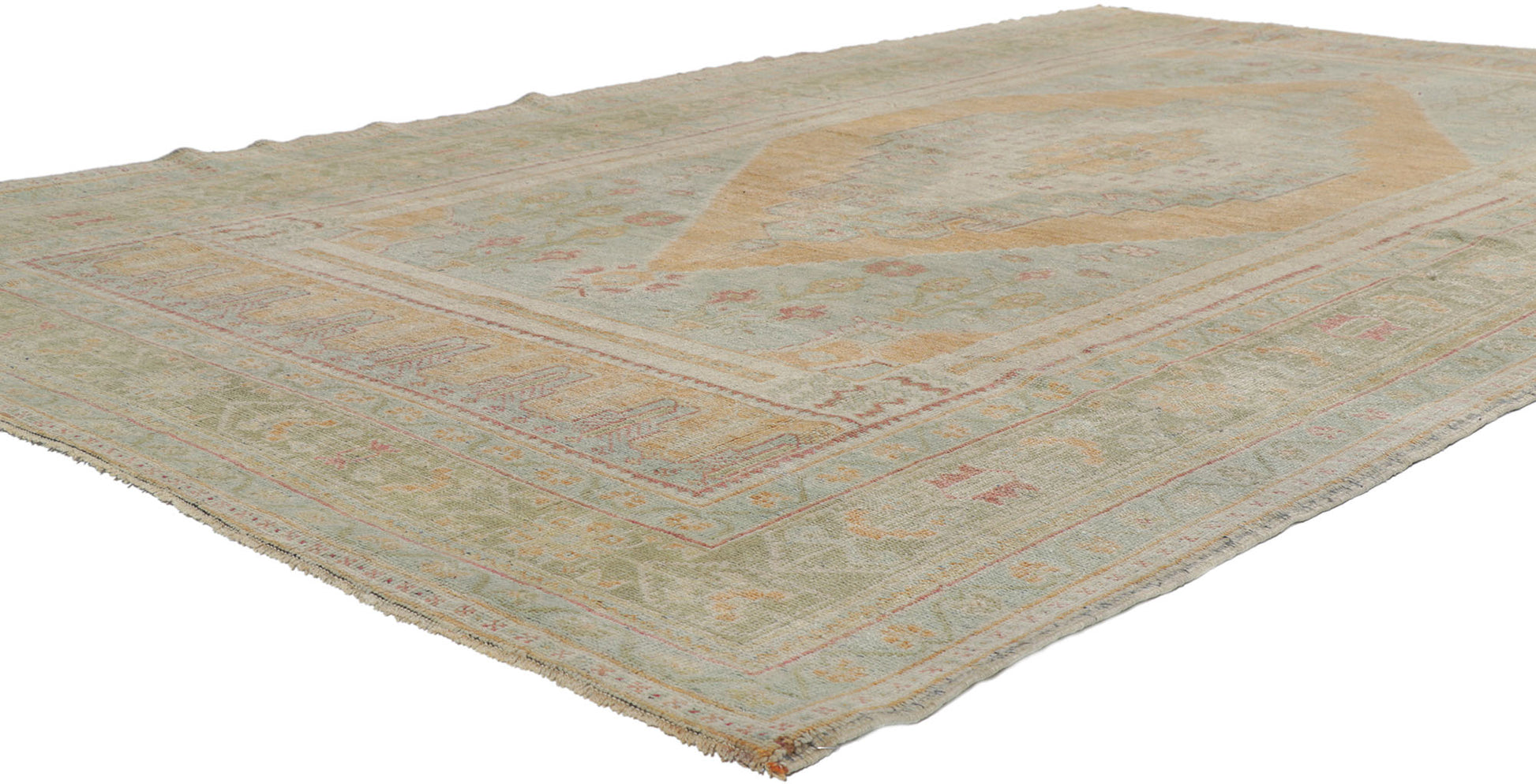 6 x 10 Vintage Turkish Oushak Rug 53692