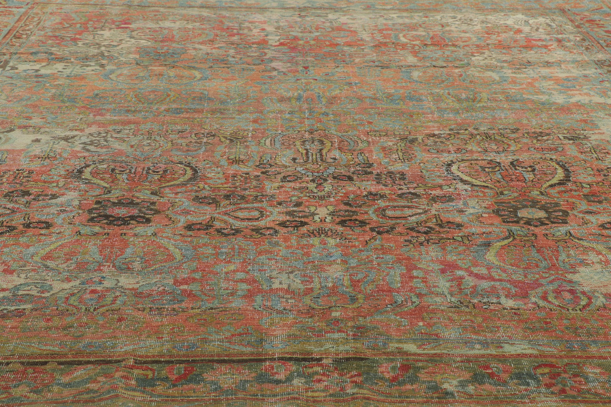 10 x 11 Distressed Antique Persian Mahal Rug 53694