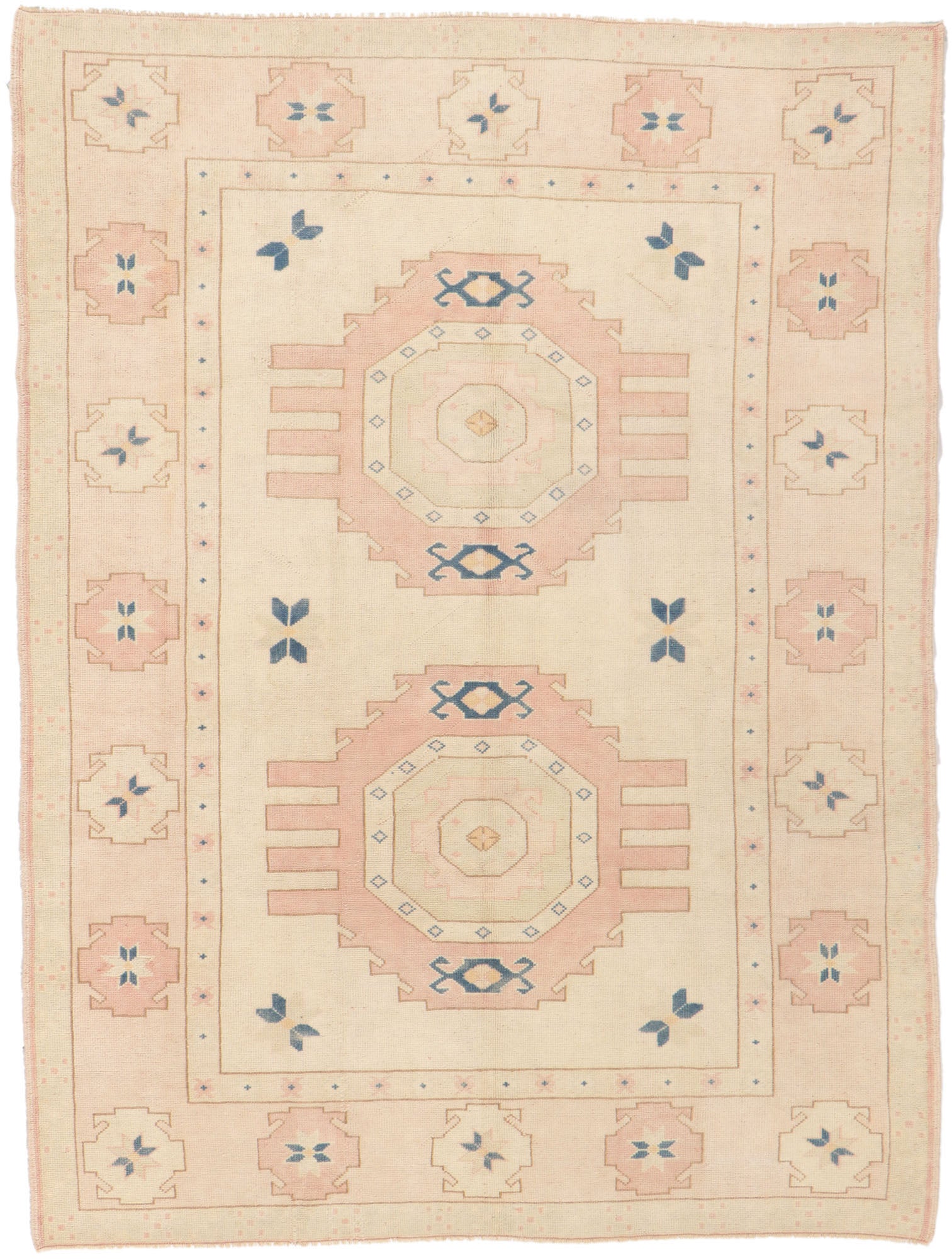 6 x 8 Vintage Turkish Oushak Kars Rug 53713