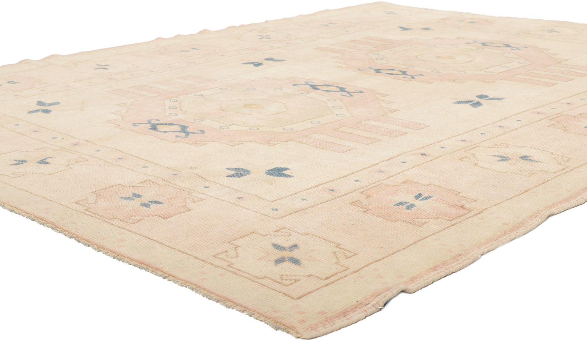 6 x 8 Vintage Turkish Oushak Kars Rug 53713