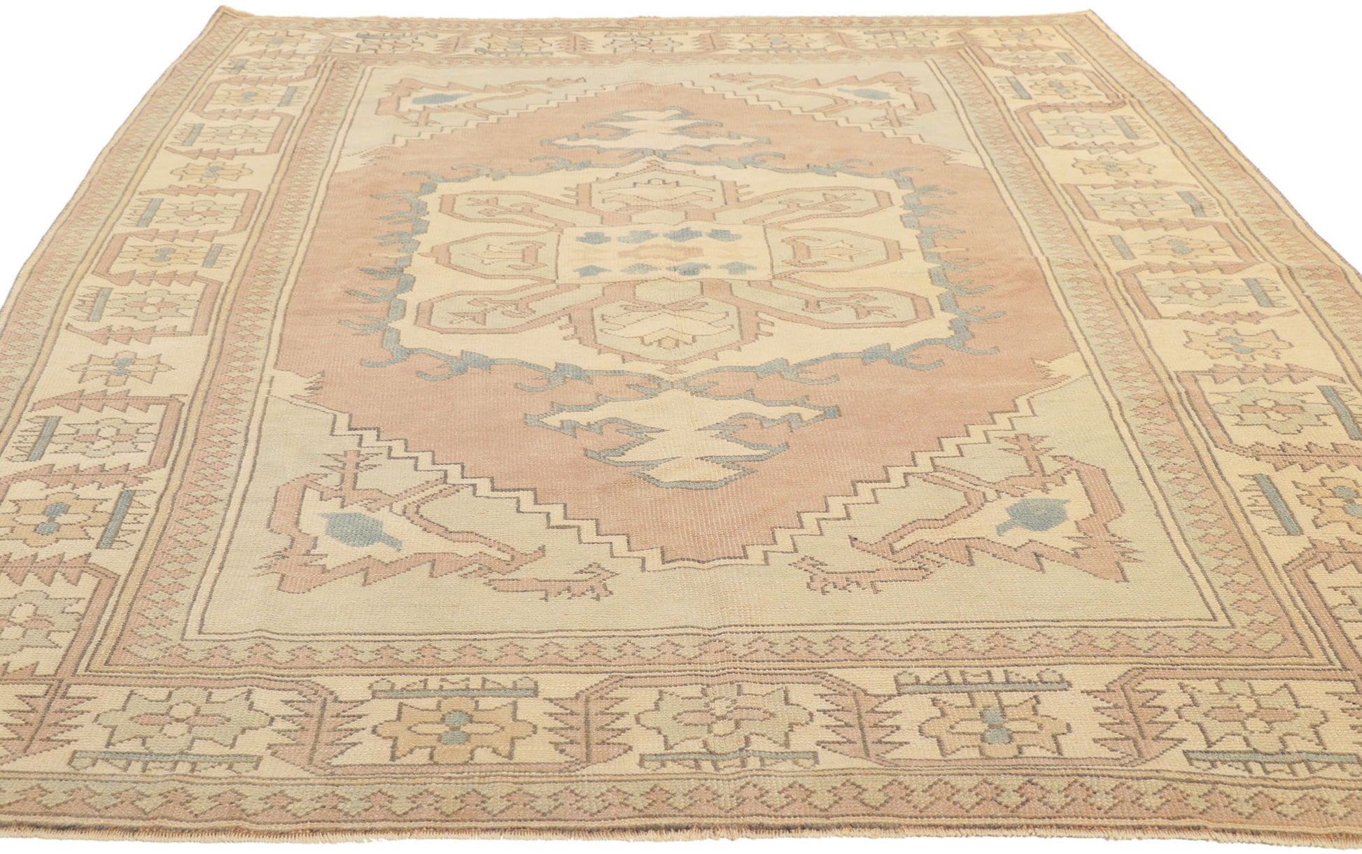6 x 8 Vintage Pink Turkish Oushak Rug 53724