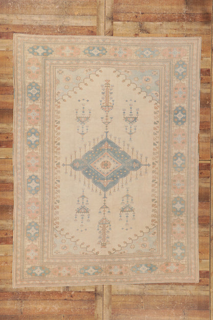 7 x 9 Vintage Turkish Oushak Rug 53728