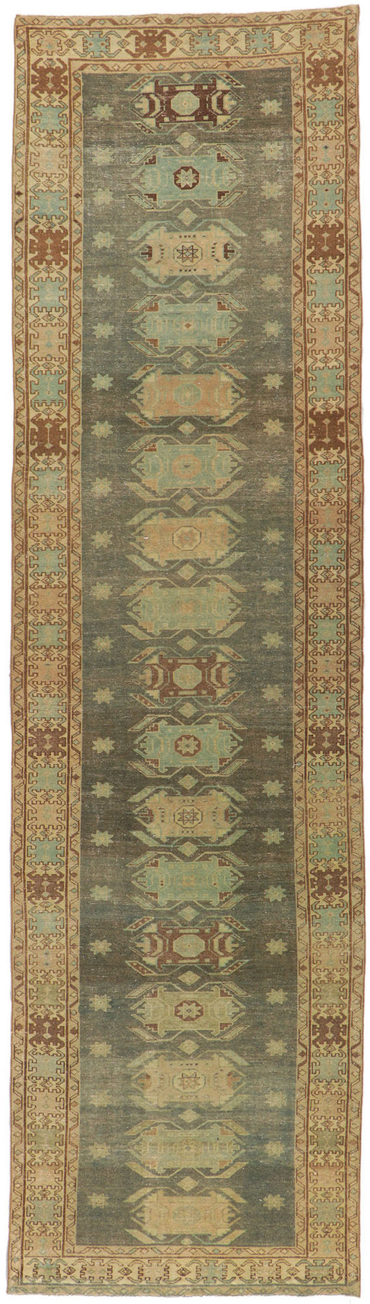 4 x 14 Distressed Antique Persian Malayer Runner 53767