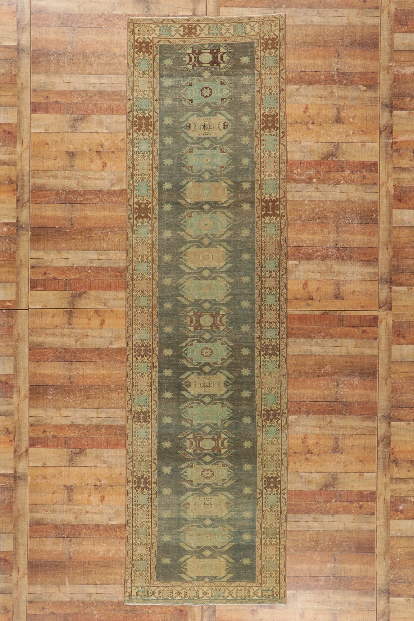 4 x 14 Distressed Antique Persian Malayer Runner 53767